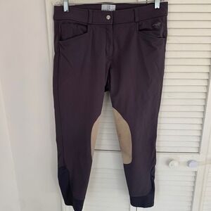 Hadley SmartPak Grey Riding Breeches Pants 32R Inner Thigh Patch Equestrian READ